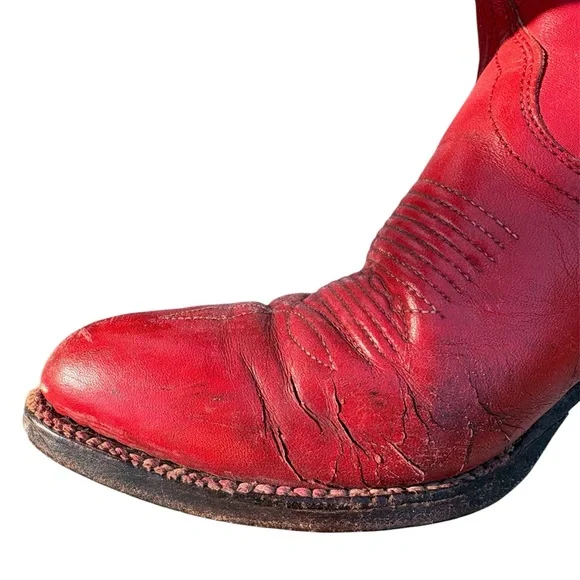 Ralph Lauren Polo Western Cowboy Boots Vintage 1980s  Red Leather Flower Inlay - Picture 10 of 16